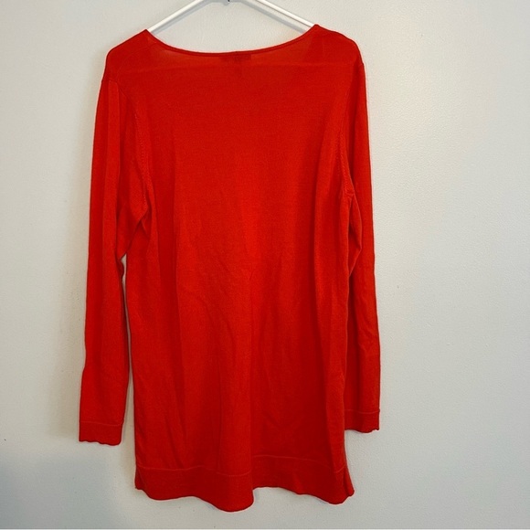 Eileen Fisher Womens Red 100% Merino Wool Long Sleeve V-Neck Tunic Sweater Sz L - Picture 9 of 9